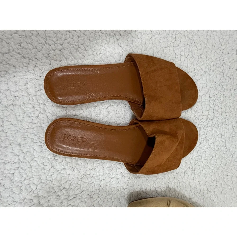 J.Crew Womens 12 Tan Brown Suede Bow Pointed Mule Slide 2 Pair Bundle Boho